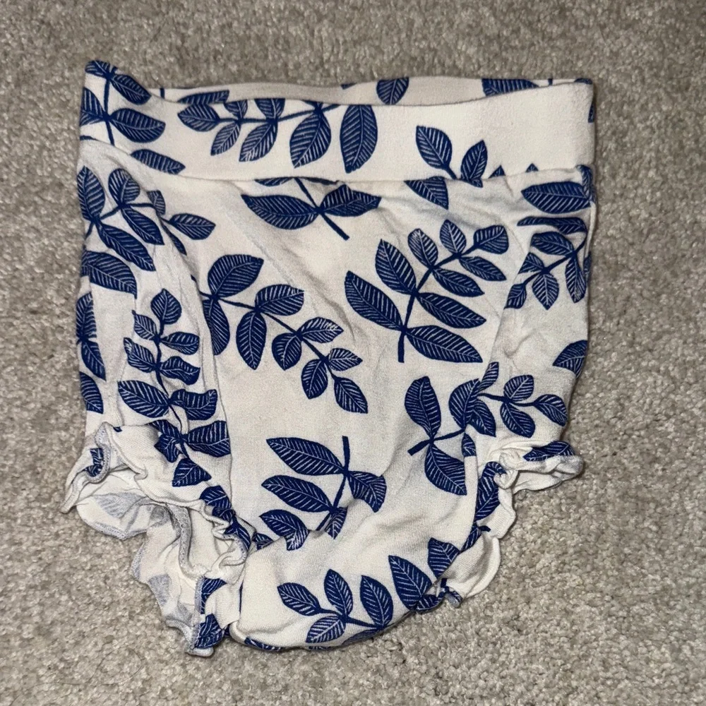 Spearmint Love white and blue Leaf Print Diaper Cover